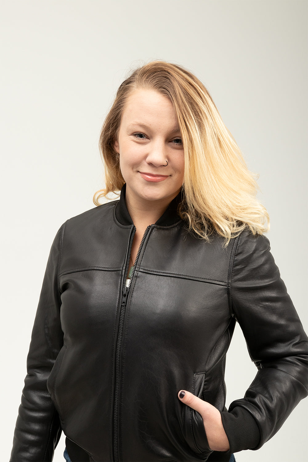 Dani Womens Fashion Leather Bomber Jacket Women's New Zealand Lambskin Leather