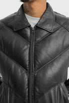 Ezra Mens Puffer Leather Jacket Men's Leather Puffer Jacket Whet Blu NYC