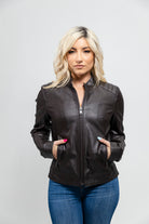 Beverly Women's Vegan Faux Leather/Perforated Jacket Brown Women's Vegan Faux Leather Jacket Whet Blu NYC