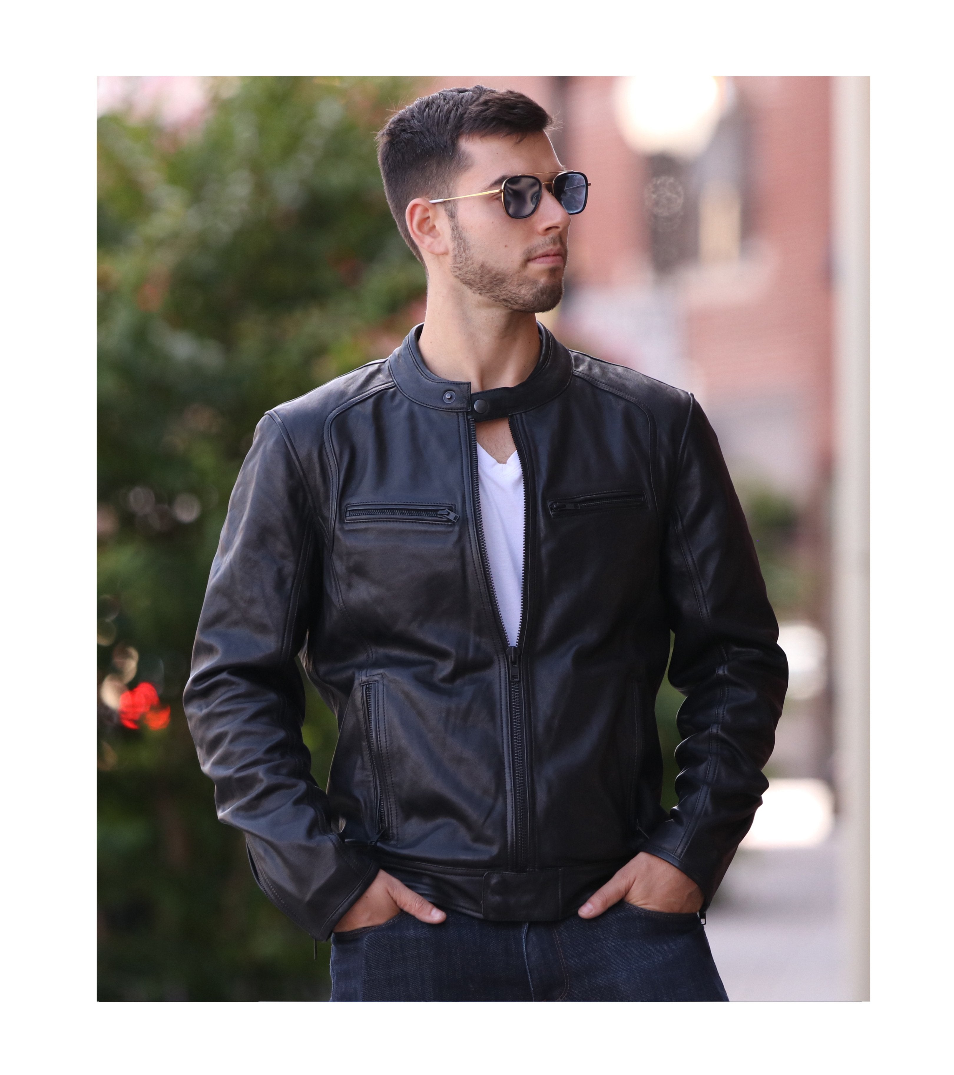 Clark Mens leather Jacket Men's Leather Jacket Whet Blu NYC