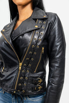 Gisele Womens Moto Style Leather Jacket Women's Leather Jacket