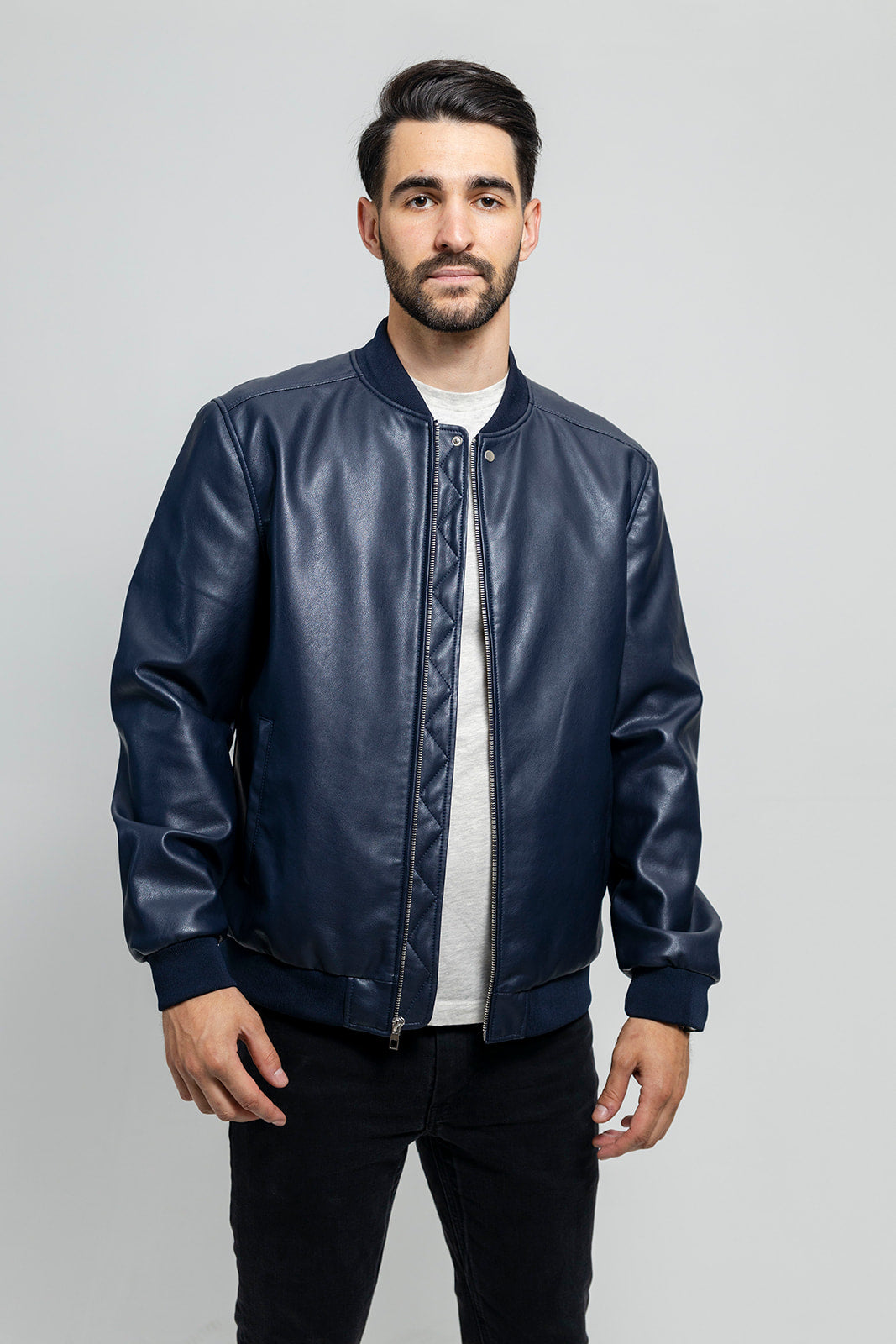 Justin Men's Vegan Faux Leather Jacket Navy Men's Vegan Faux Leather jacket Whet Blu NYC