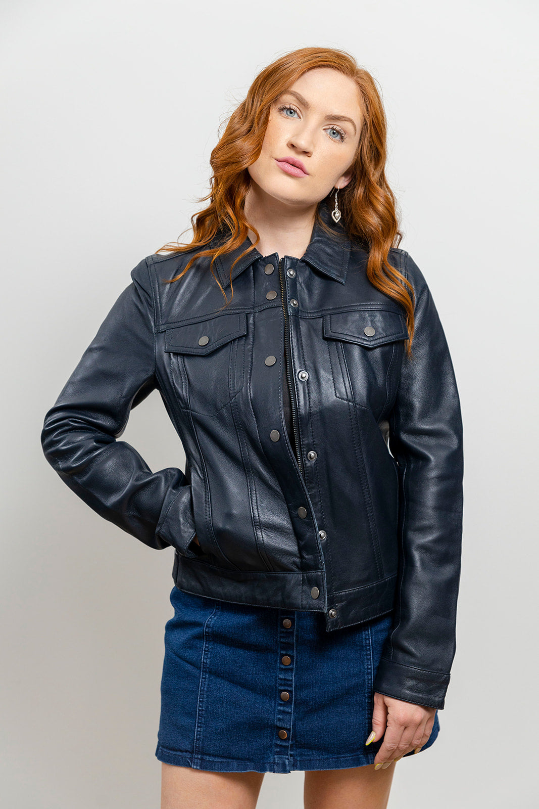 Madison Womens Fashion Leather Jacket Blue Women's Leather Jacket Whet Blu NYC