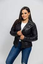 Princess Fashion Lambskin Leather Jacket Women's Fashion Moto Leather Jacket