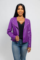 Violet Women's Vegan Faux Leather Jacket Dark Purple Women's Vegan Faux Leather Jacket Whet Blu NYC