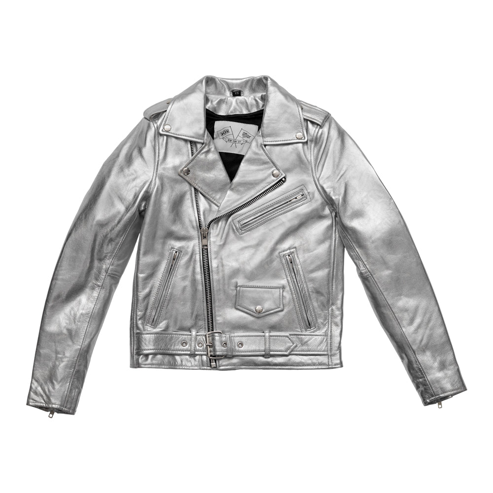 Deirdre Leather Jacket Silver Women's Leather Jacket BH&BR COLLAB